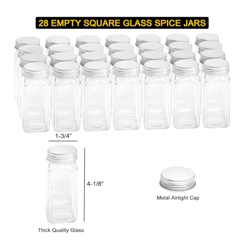 Spice Rack Organizer with 36 Spice Jars, 386 Spice Labels, Chalk Marker and Funnel Set for Cabinet, Countertop, Pantry, Cupboard or Door & Wall Mount - 36 Jars, 17.2" W × 10.8" H, Black - view 5