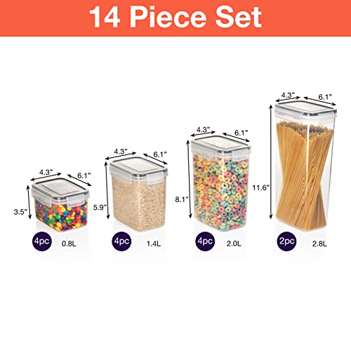Airtight Food Storage Containers with Lids –14 Pack Kitchen Organization Set, Pantry Organization and Storage, Plastic Canisters with Lids - Cereal Containers Storage, Flour, Sugar (Black) - view 2