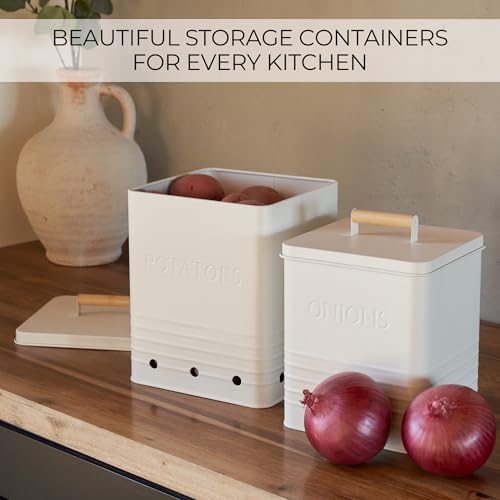 Beautiful Potato and Onion Storage Container Set - Food Safe Metal Bins - view 3
