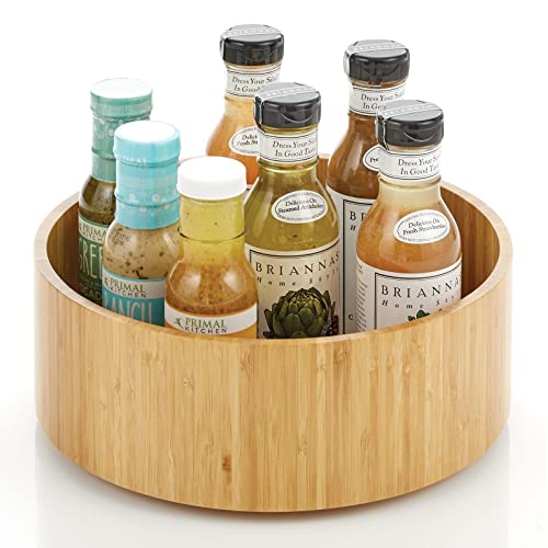 Lazy Susan Turntable Bamboo Spinner for Kitchen Cabinet, Pantry, Fridge, Cupboards, or Counter, Fully Rotating Organizer for Food, Spices, or Condiments, 11.5" Round, Echo Collection, Natural