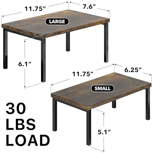 Stackable Cabinet Counter Shelf Wooden Top, Rustic Brown - view 3