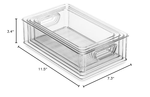 Set Of 16 Refrigerator Organizer Bins - Plastic Pantry Organization and Storage Baskets - Stackable Food Fridge Organizers with Cutout Handles for Freezer, Kitchen, Countertops, Cabinets - view 7