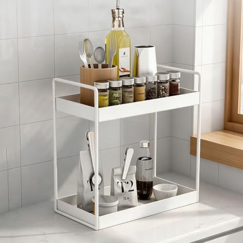 2 Tier Bathroom Counter Organizer, Vanity Storage Shelf, White - view 6