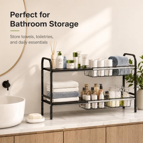 Expandable 2 Tier Under Sink Organizer with 4 Baskets, 17.32"-30.31" Width - view 5