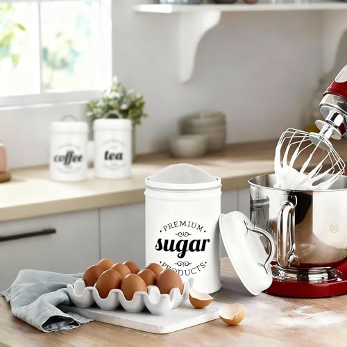 Coffee Tea Sugar Container Set of 3, Airtight Metal Canisters - view 5