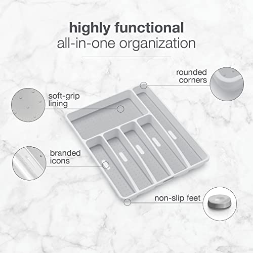 Classic 6 Compartment Silverware Tray, White - view 3
