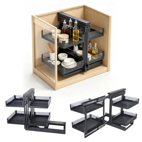 Blind Corner Cabinet Pull-Out Organizer, 2-Tier, Soft-Close, 4 Shelves - view 4