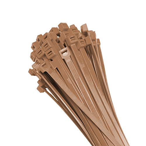7" Nylon Cable Zip Ties Self-Locking Adjustable Plastic Ties - Brown (100 Pack)