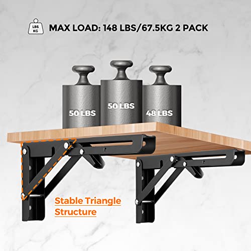 Matte Black Folding Shelf Brackets, 10 Inch, 2 Pack - view 4