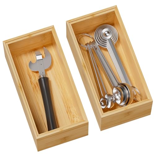 Bamboo Kitchen Drawer Organizer, Deep 2-Pack, 6" x 3" x 2.5"