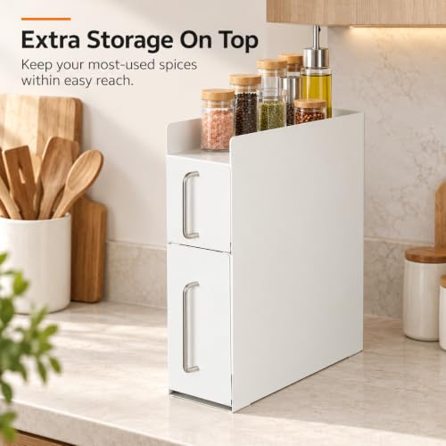 Pull Out Spice Rack Organizer – 3 Tier Sliding Drawer, No Assembly Steel Kitchen Countertop Storage for Tall Bottles, Condiments & Seasonings, Compact Pantry Organizer - view 3