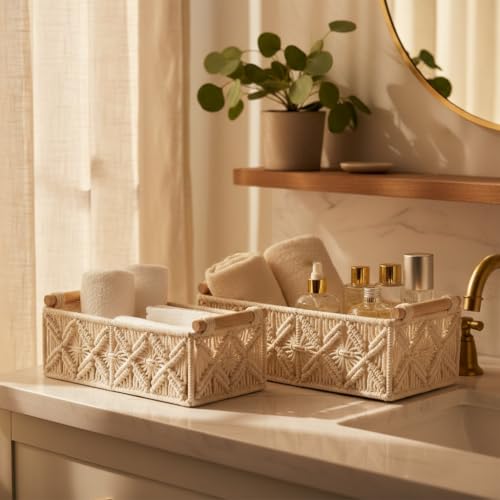 Boho Decor Cute Woven Gift Basket Small Storage Baskets for Organizing - view 6