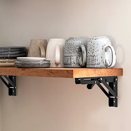Matte Black Folding Shelf Brackets, 16 Inch, 2 Pack - view 6