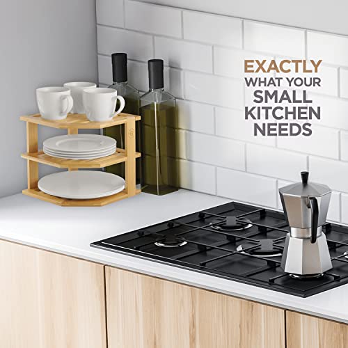 3-Tier Corner Shelf, Kitchen Cabinet Organizer, Bamboo Storage Rack - view 7