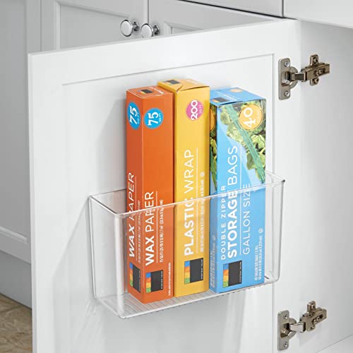 Plastic Adhesive Mount Storage Organizer Container for Kitchen or Pantry Wall Organization - Space Saving Holder for Sandwich Bags, Foil - 11" Wide - Ligne Collection - Clear - view 7
