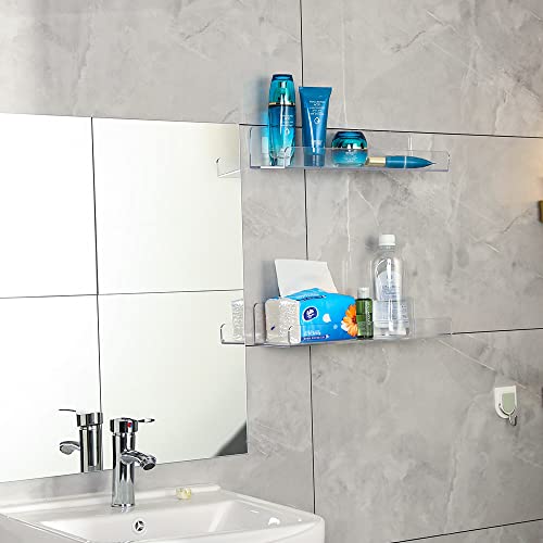 4 PCS Clear Acrylic Floating Wall Ledge Shelf 15 Inch Wall Mounted Nursery Kids Bookshelf, Invisible Hanging Shelves for Wall Storage,Toy Picture Ledge Display Shelf Bathroom Storage Shelves - view 5