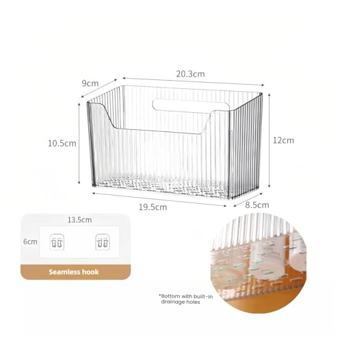 Acrylic Wall Mount Organizer, 4 Pack Clear Modular Storage System for Bathroom, Fridge, Pantry and Vanity — Transparent Half-Frosted Aesthetic Baskets for Visible Home Organization - view 7