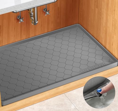 Waterproof Under Sink Mat 31" x 22", Silicone Mat, Dark Gray