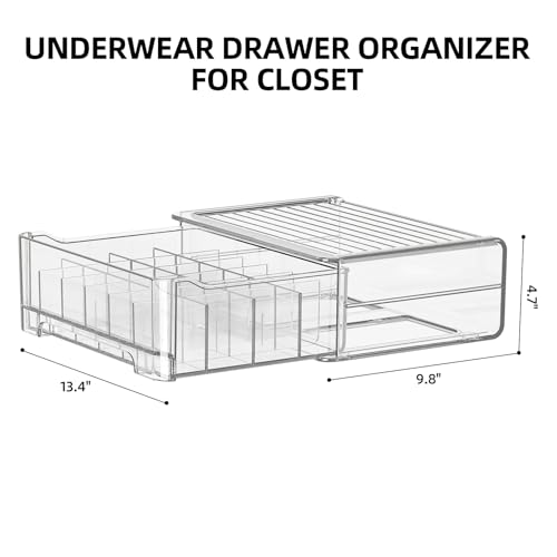 Underwear Drawer Organizer with Dividers, 24 Cell Stackable Sock Organizer for Closet, Plastic Underwear Storage Drawer for Closet, Bra Organizer for Baby Clothes, Panties, Belts, Ties, Scarf - view 6