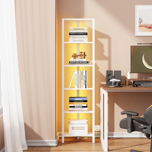 6-Tier Corner Bookshelf with LED Light, Corner Shelf - view 4