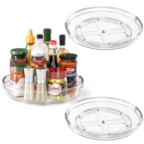3 Pack 10.6'' Lazy Susan Organizer Turntable for Cabinet, Pantry Organizers and Storage, Rotating Condiment Organizer for Kitchen, Table Top, Fridge, Countertop, Spice Organization