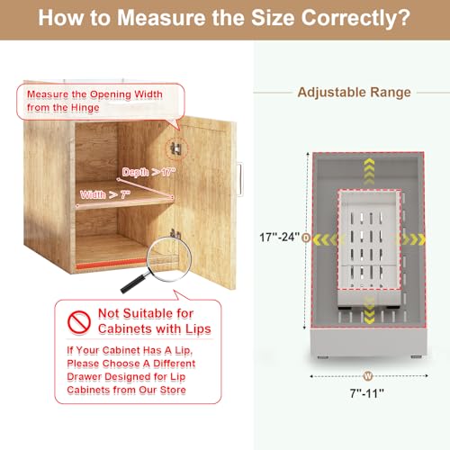 Pull out Cabinet Organizer,7"-11"W,17"-24"D,Expandable,Adhesive - view 2
