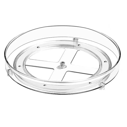 9.25 Inch Lazy Susan Turntable, Clear Plastic Spinning Organizer for Cabinet, Fridge, 360° Rotation, Easy to Clean, Kitchen, Bathroom, Vanity Countertop Storage Solution (Clear, 9.25inch 1 Tier)