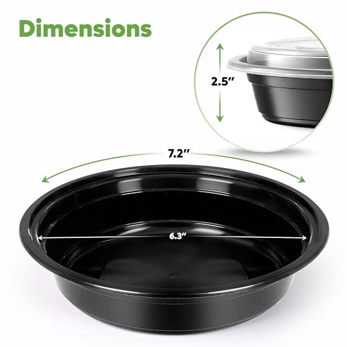 24 oz Meal Prep Containers with Lids [50 Sets] Round - view 2