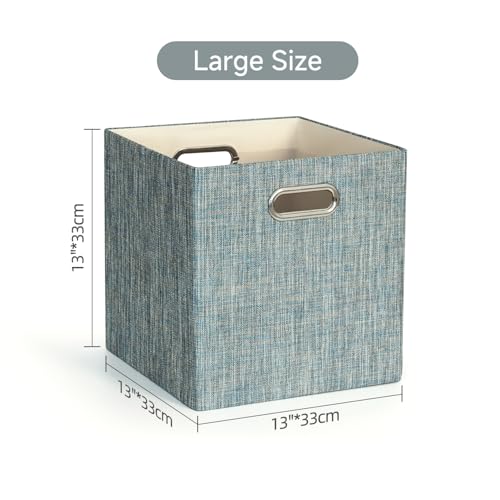 Storage Basket Bins,13×13×13 Foldable Storage Boxes Fabric Drawer Cubes for Closet Shelf Cabinet Bookcase - Set of 4,Teal - view 2