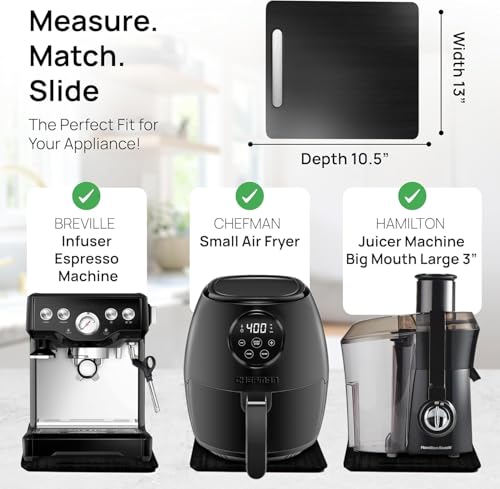 Appliance Slider, Sliding Tray for Coffee Maker, 13x10.5 in, Black - view 5