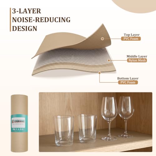 Shelf Liner for Kitchen Cabinets, Non Slip Foam Toolbox Liner Drawer Liners, Cushioned Cabinet Mat Protectant for Glassware & China, Easy to Cut DIY Roll for Pantry, Garage, Tool Box Drawers - view 2