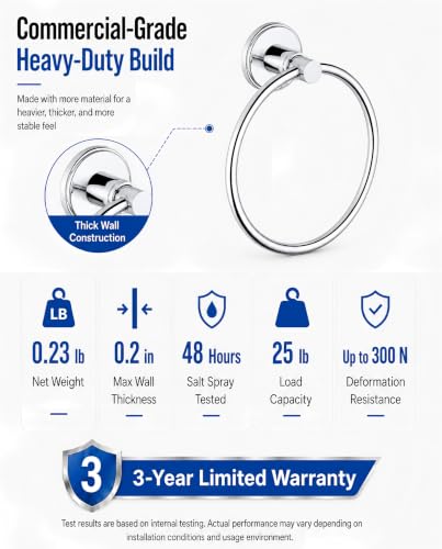 Towel Ring, Chrome Polished Hand Towel Holder for Bathroom, 1 Pack - view 2