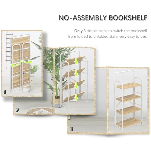 No Assembly Folding Bookshelf, 4 Tier Collapsible Book Shelves Open Shelf - view 4