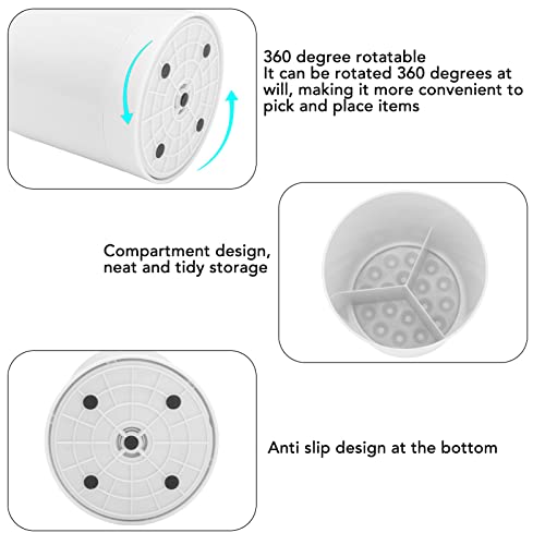 Utensil Holder, 360 Degree Rotating Utensil Holder with 3 Compartment and Non Slip Base Kitchen Organizer for Countertop Storage, Tableware Crock, Utensil Crocks, Chopstick Rack (White) - view 4