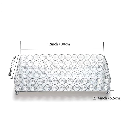 Crystal Vanity Makeup Perfume Tray Ornate Jewelry Trinket Organizer Cosmetic Decorative Tray Skin Care Storage for Home Dressing Table Wedding Decoration(Rectangle 12" x 8") - view 2