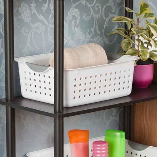 Medium Ultra Basket, Open Top Plastic Storage Bin, White, 18-Pack - view 6