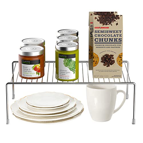 2 Pack Medium (13 x 9. 4 Inch) Cabinet Storage Shelf Rack, Rustproof Kitchen Counter and Cabinet Shelf, Storage Rack Organizer for Kitchen, Fridge, Cabinet, Bathroom, Chrome - view 2