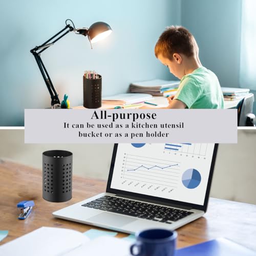 Kitchen Utensils Holder for Counter Top 2 Pieces, Black Stainless Steel Cutlery Holder, Kitchen Essentials Farmhouse Style Home Countertop Organizer - view 5