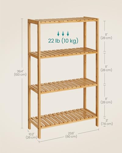 4-Tier Bamboo Shelf, Freestanding Bathroom Storage Rack - view 2