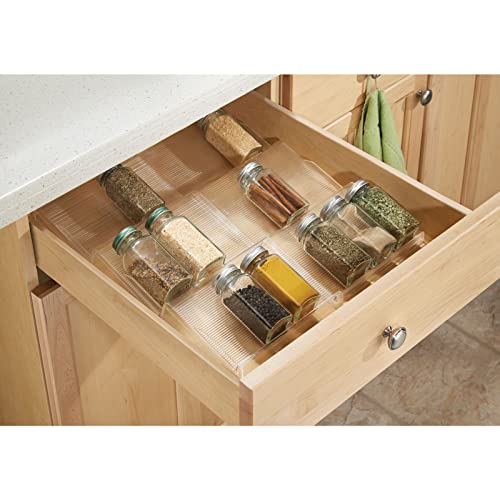 Expandable Plastic Deluxe Spice Rack, Drawer Organizer for Kitchen Cabinet Drawers, 3 Tier Slanted for Spice Jars, Food Seasoning Bottle Storage, Ligne Collection - Clear - view 2