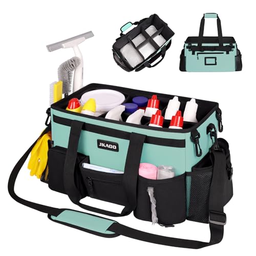 Large Wearable Cleaning Caddy Bag with Handles, Blue Green