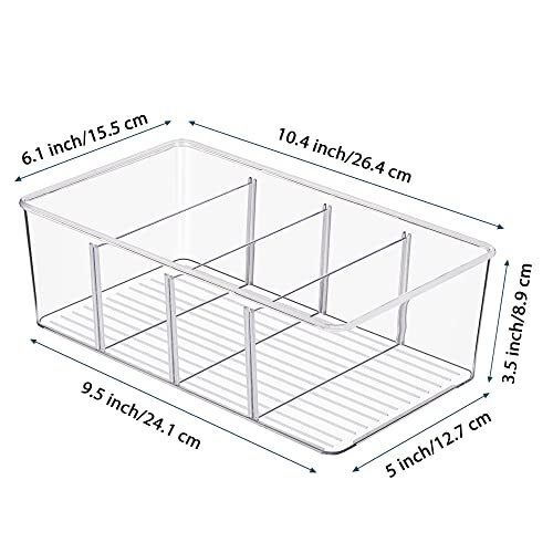4 Pack Food Storage Organizer Bins, Clear Plastic, 4 Compartments - view 2