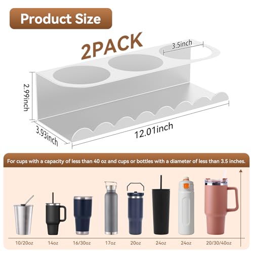 Magnetic Stanley Cup Holder for Fridge, Water Bottle Holder for Stanley 30&40 oz and Tumbler Organizer for Kitchen, Metal Stanley Cup Accessories, 2 Pack, White - view 3