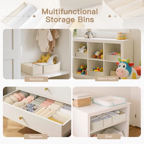 Drawer Organizer Clothes, 14 Pack Dresser Organizer for Baby Clothes, Underwear, Sock- Foldable Closet Organization and Storage Dividers Bins for Nursery, Bedroom and Dorm (Beige) - view 5