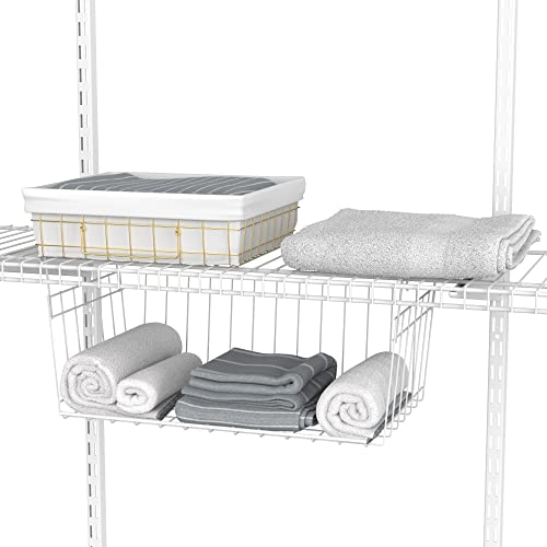 Wire Hanging Shelf Basket for Storage, Organization in Closet or Pantry, No Assembly or Installation, Durable, White - view 2