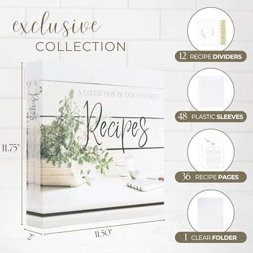 Recipe Binder with Plastic Sleeves | Recipe Book to Write in Your Own 8.5x11 3 Ring Blank Cookbook Binder Organizer | Bridal Shower Gift | Family Heirloom | Family Owned Brand - view 6