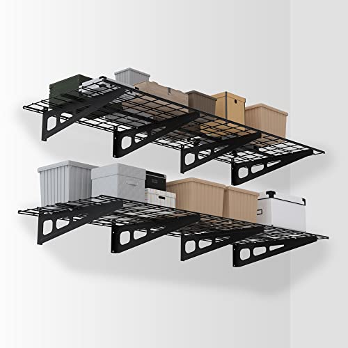 2-Pack 2x6FT Metal Wall Shelving, 72” x 24”, 800lbs Load, 1 Set