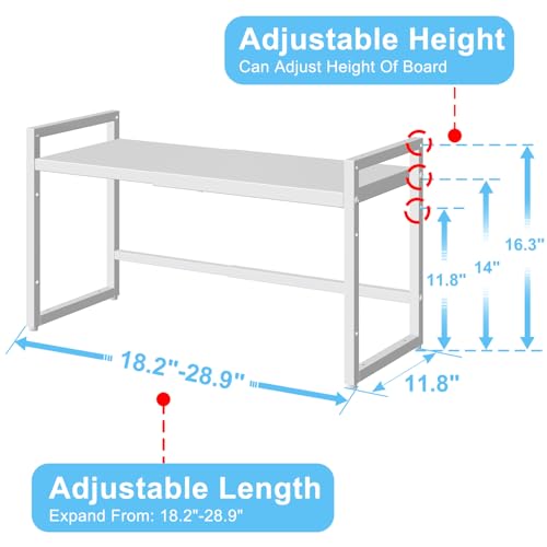 Expandable Kitchen Storage Shelves,110LBS Heavy Duty Metal Shelving Units and Storage For Small Appliance, Adjustable Stackble Storage Shelf Organizer For Kitchen Cabinet Pantry Warehouse Garage,White - view 2