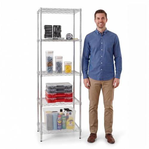 5-Tier Deep Shelf, 250 lb/Shelf, NSF, Chrome, 24x18x72 in