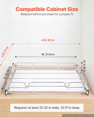 Pull Out Cabinet Organizer 21.14"W x 20.98"D Steel Slide Out Drawers - view 2
